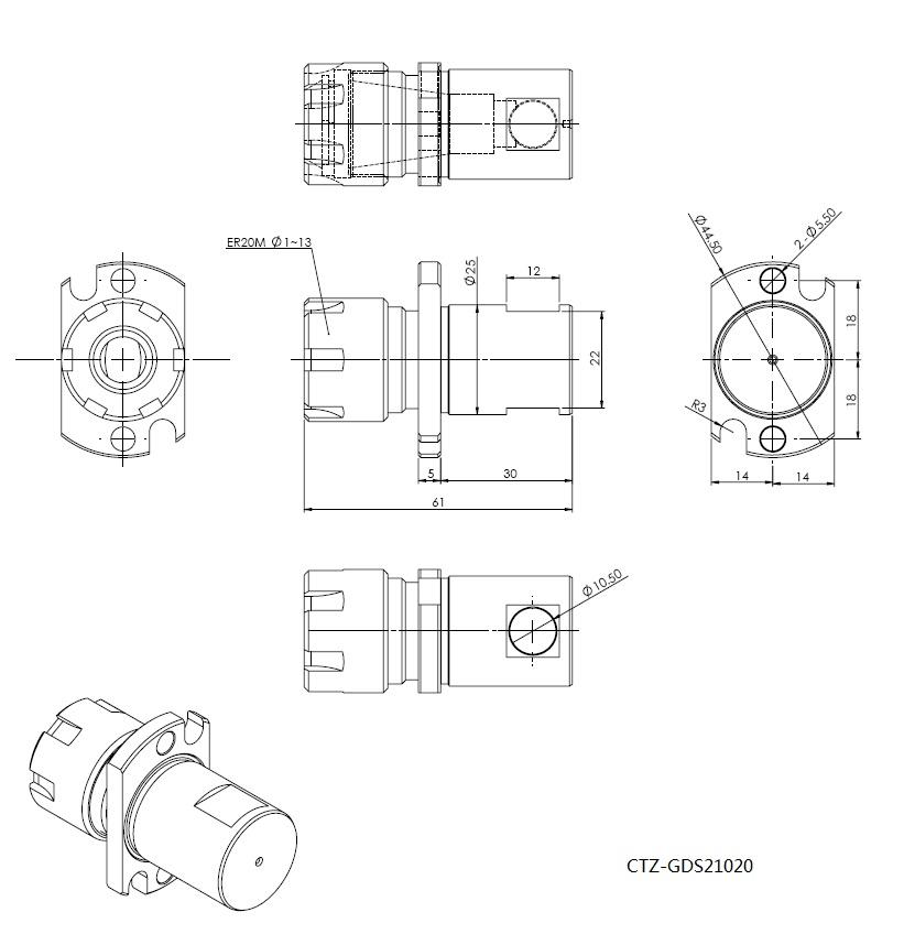 CITZEN Back drilling SLEEVE ADAPTOR ER20M (GDS210)